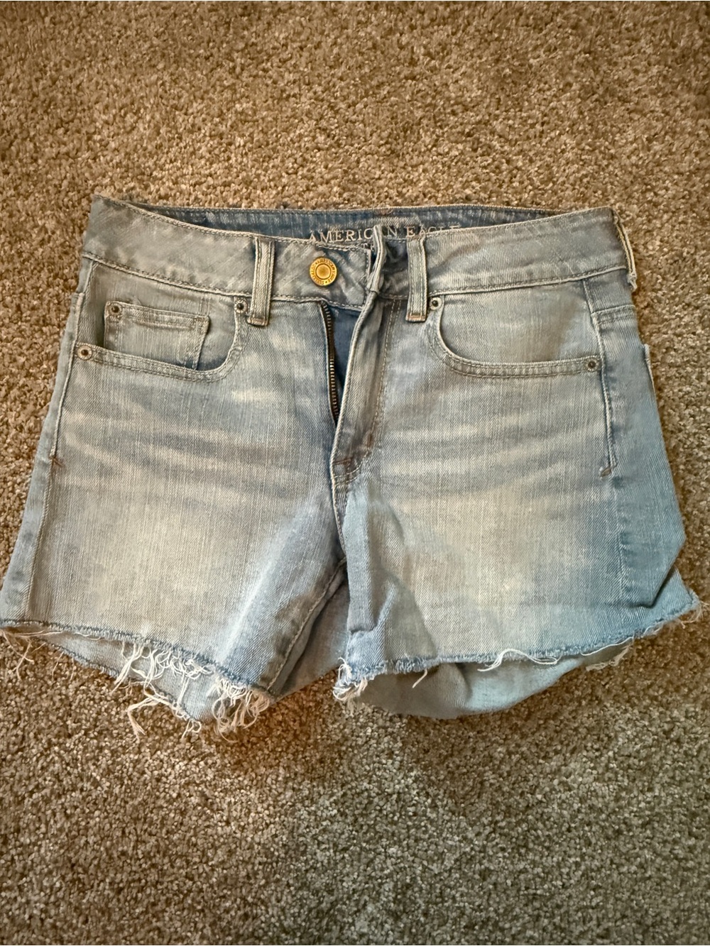 American Eagle Outfitters Light Blue Denim Frayed Hem Shorts